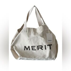 MERIT Cream Canvas Tote Bag